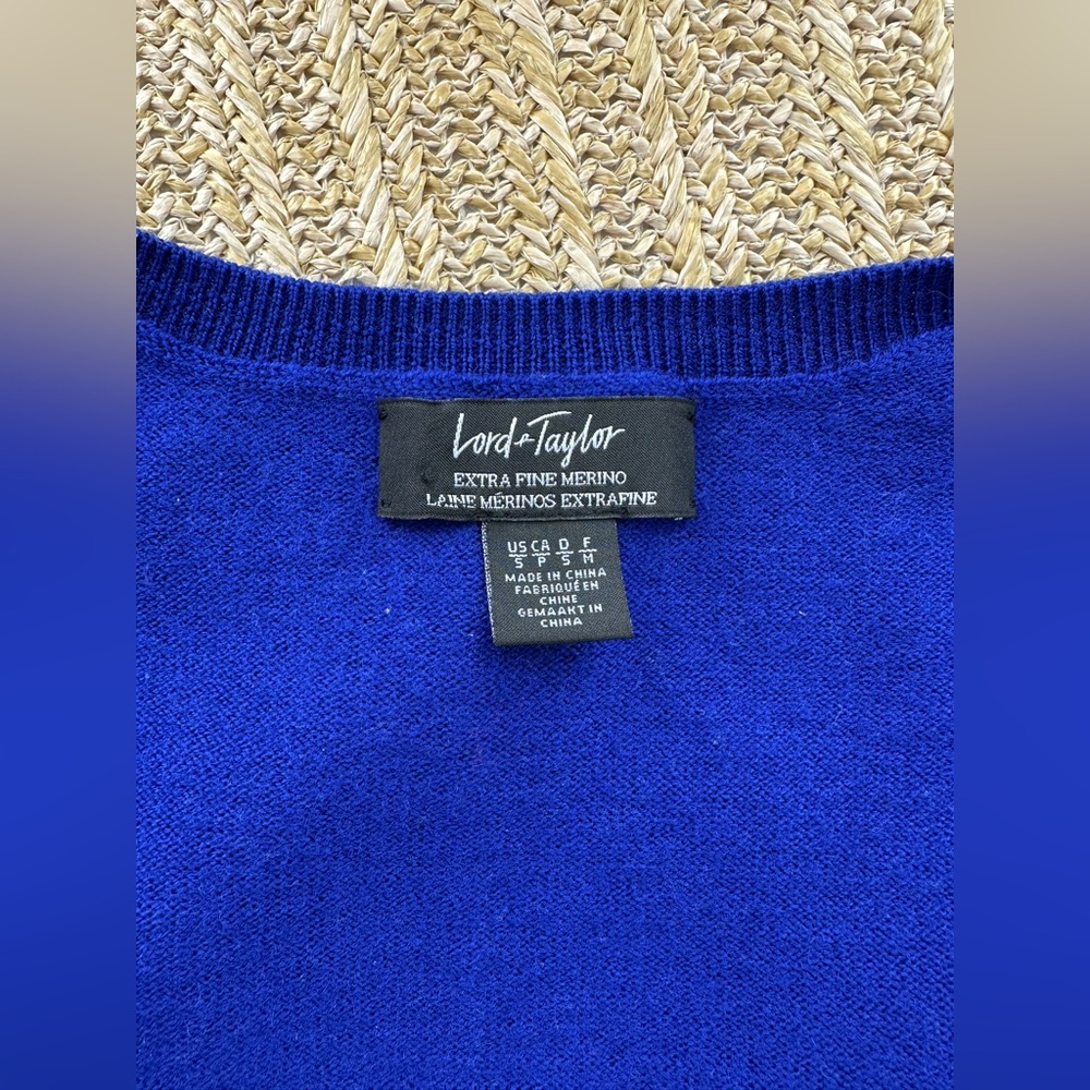 Lord & Taylor Royal Blue V-Neck Sweater - Picture 5 of 5